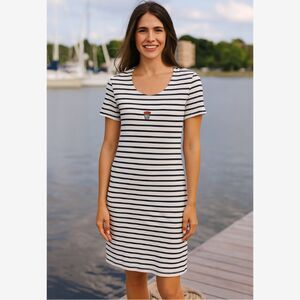Saint James Breton Nautical Dress Womens Size US 10 Navy Striped Coastal Classic